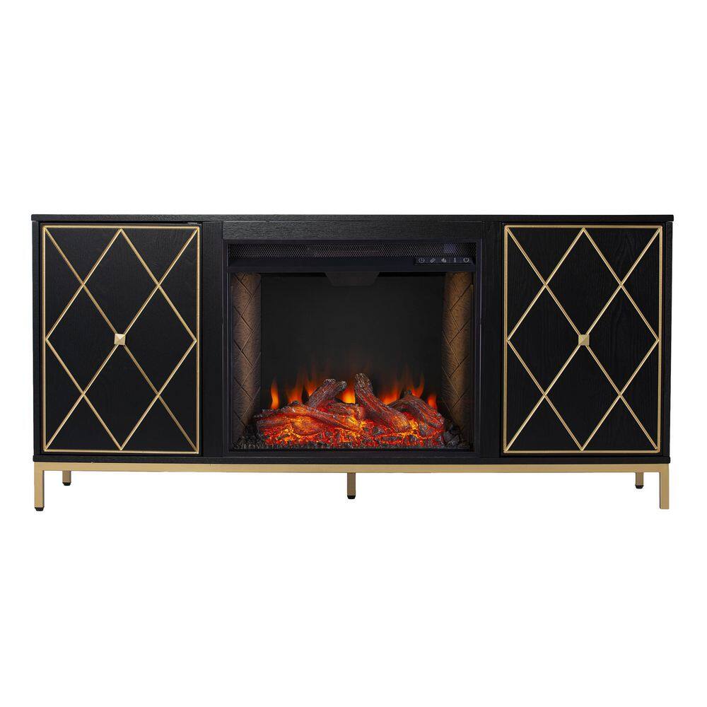 SEI FURNITURE Marradi Smart Electric Fireplace with Media Storage in Black HD151199