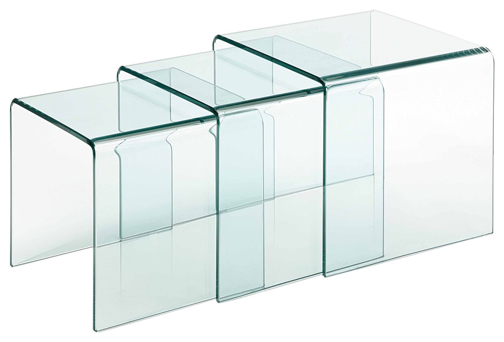 Bent Glass Hide Away Coffee Table   Contemporary   Coffee Table Sets   by CII  Houzz