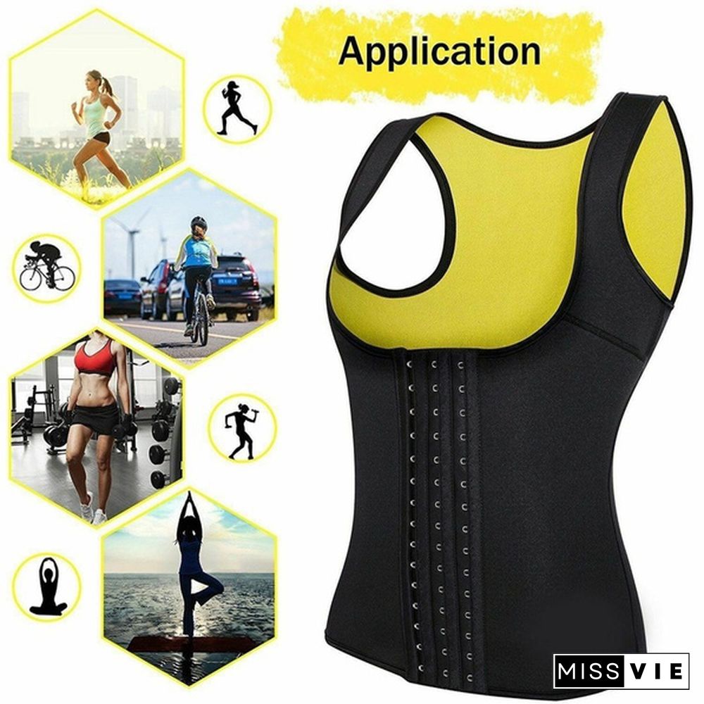 Women Sweat Vest Weight Loss Slimming Waist Trainer Corset Workout Body Shaper Compression Shirt Sport Tank Top