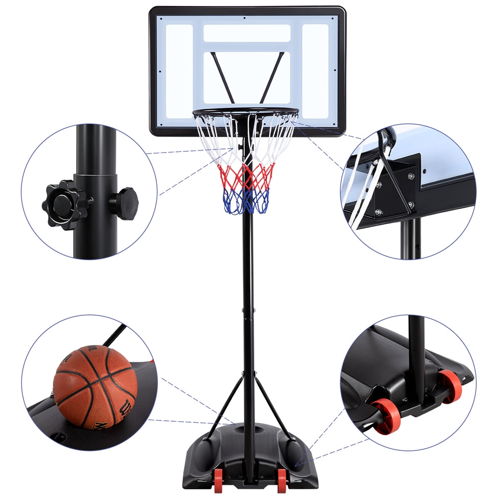 Easyfashion Portable Junior Basketball System Up to 8.2 Ft. for Kids， Junior and Youth for Indoor and Outdoor with Wheels