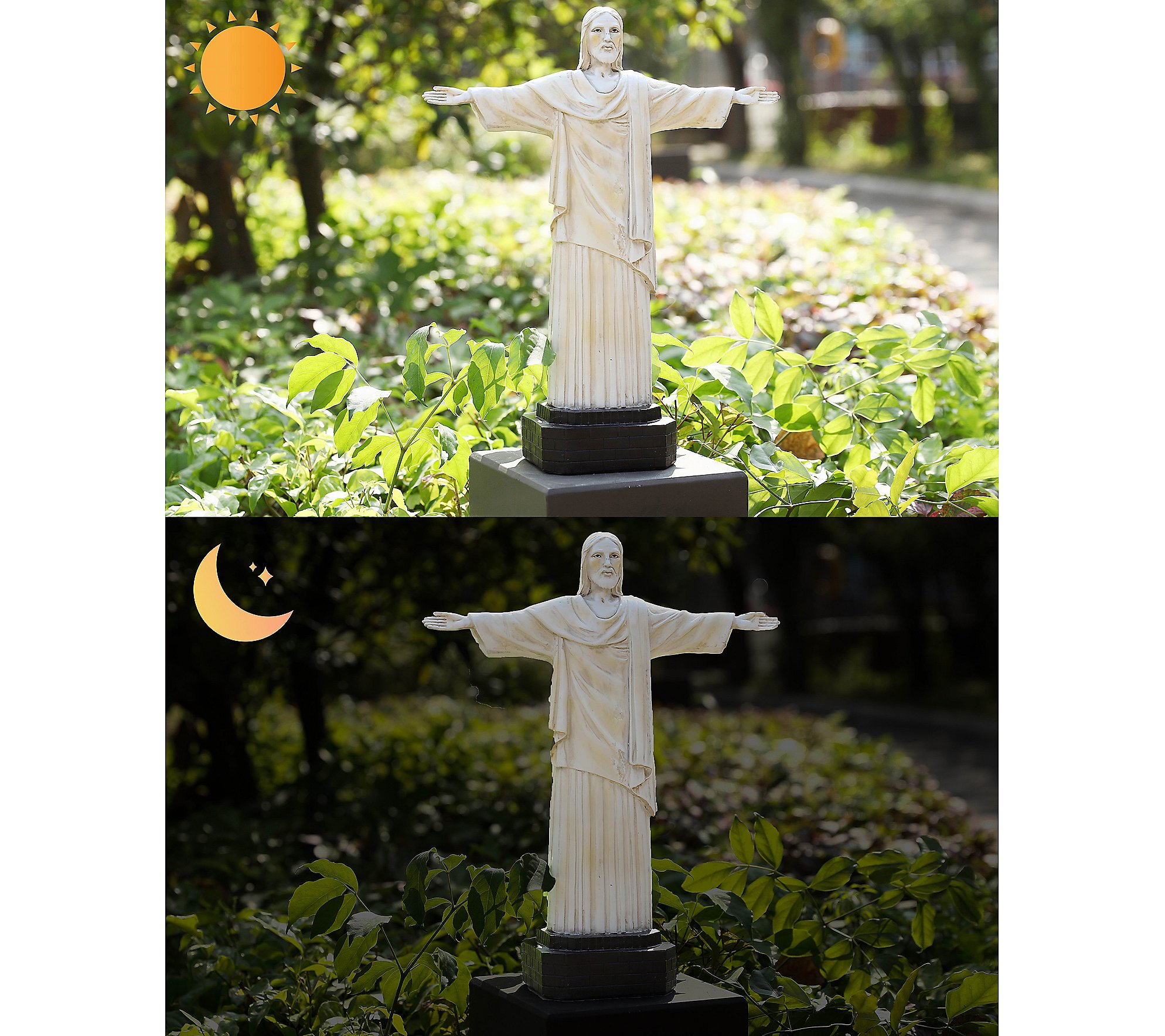 Techko Jesus Statue with Solar Spotlight