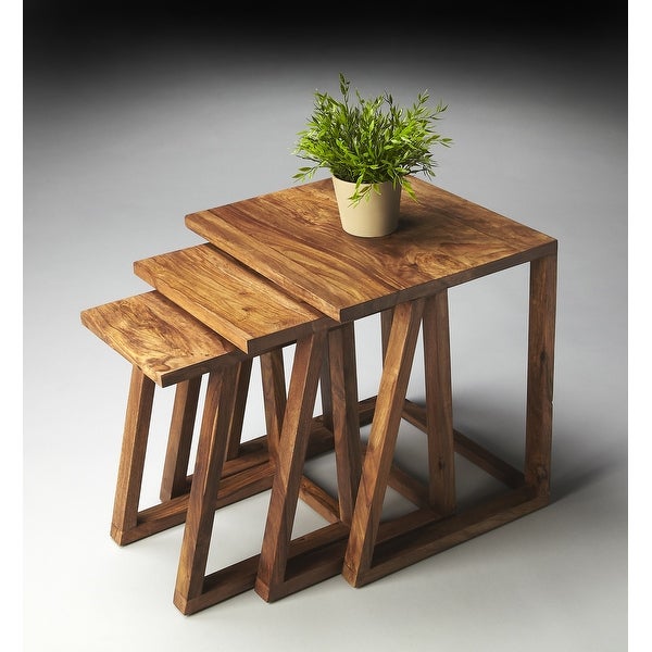 Contemporary Wooden 3-in-1 Nesting Tables (India)