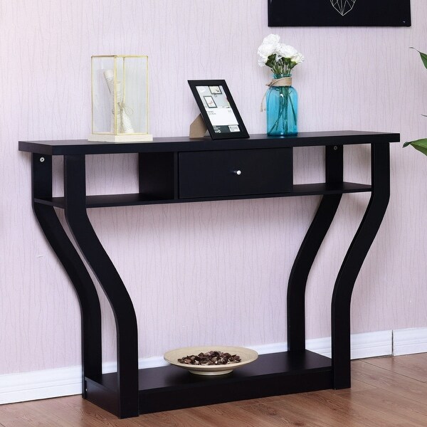 Costway Modern Sofa Accent Table with Drawer Entryway Hallway Hall