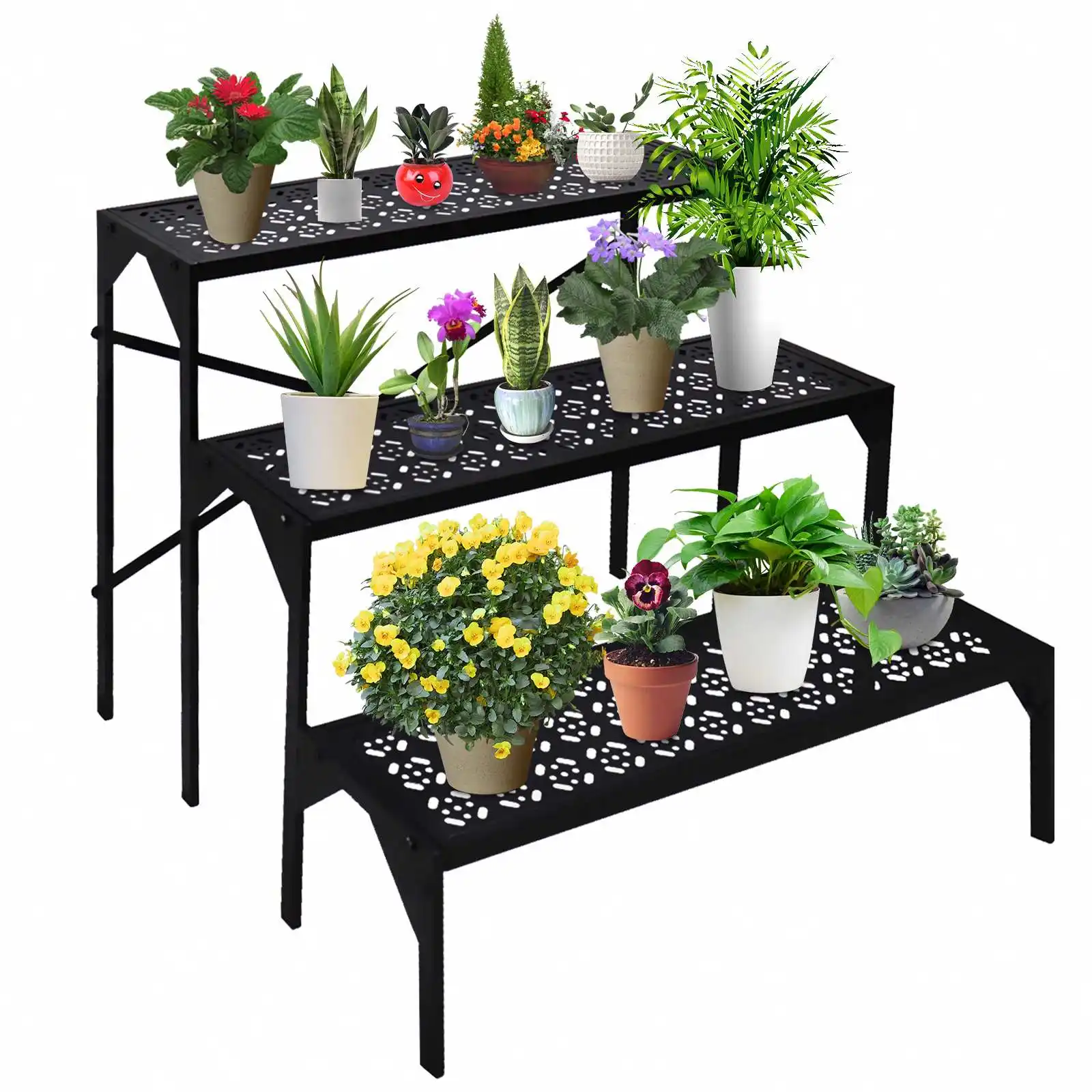 QJX wholesale tiered plant stand metal floor flower stand steel plant pot stand