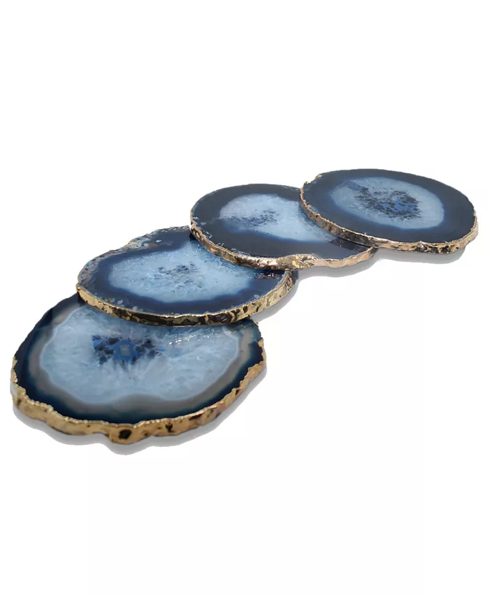 Nature's Decorations - Premium Gold-tone Trim Agate Coasters