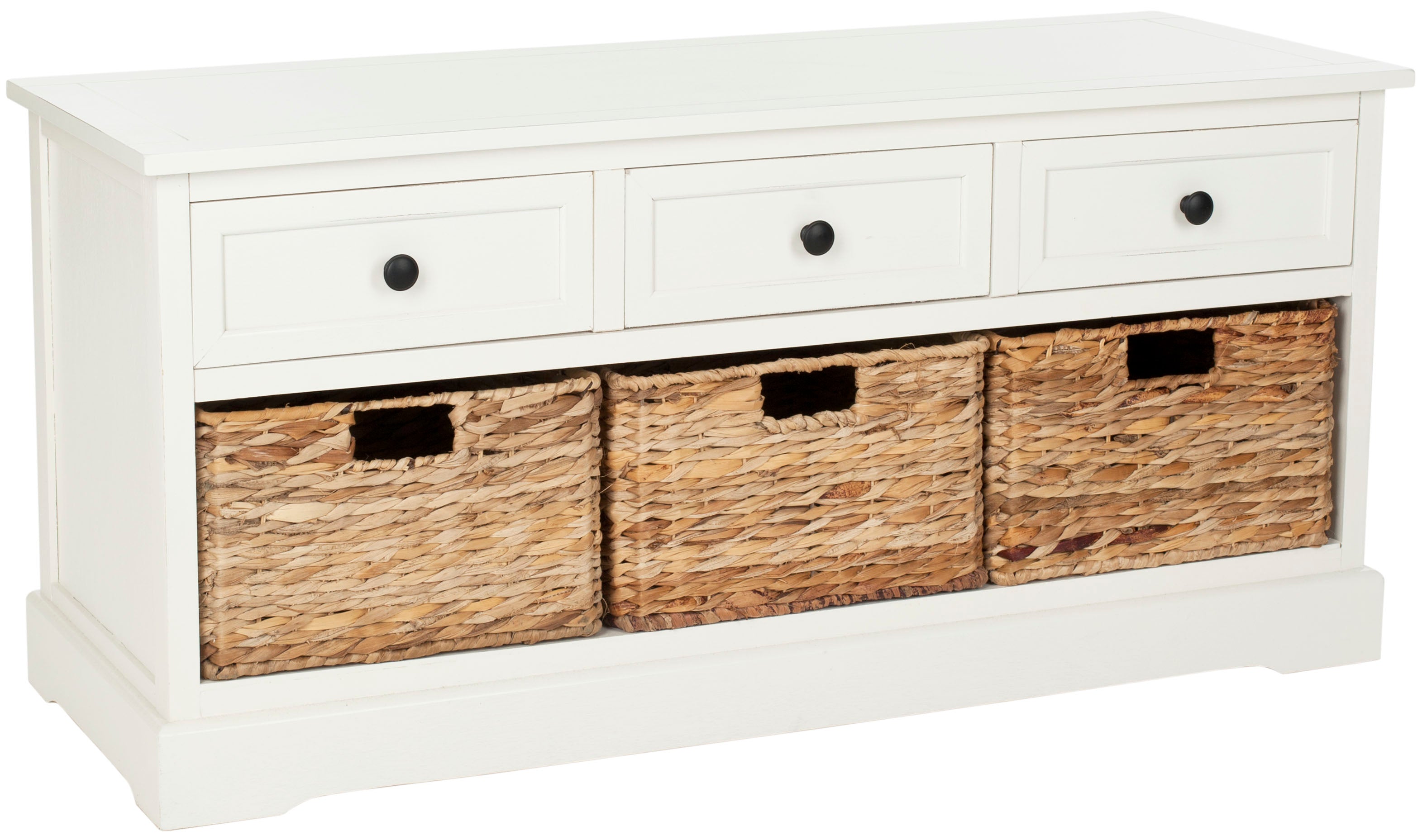 Safavieh Damien Storage Bench with 3 Wicker Baskets and 3 Drawers