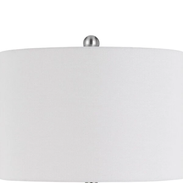 Glass Body Table Lamp with Crackled Finish， Set of 2， Silver and White