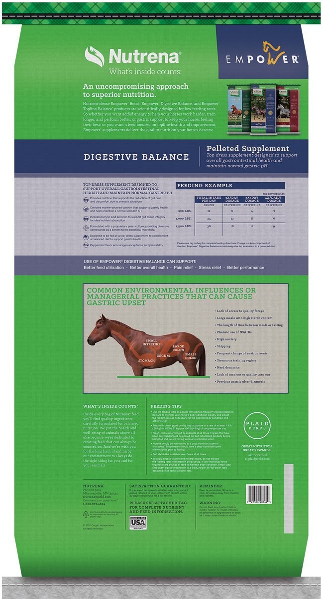 Nutrena Empower Digestive Balance Horse Supplement， 40-lb bag