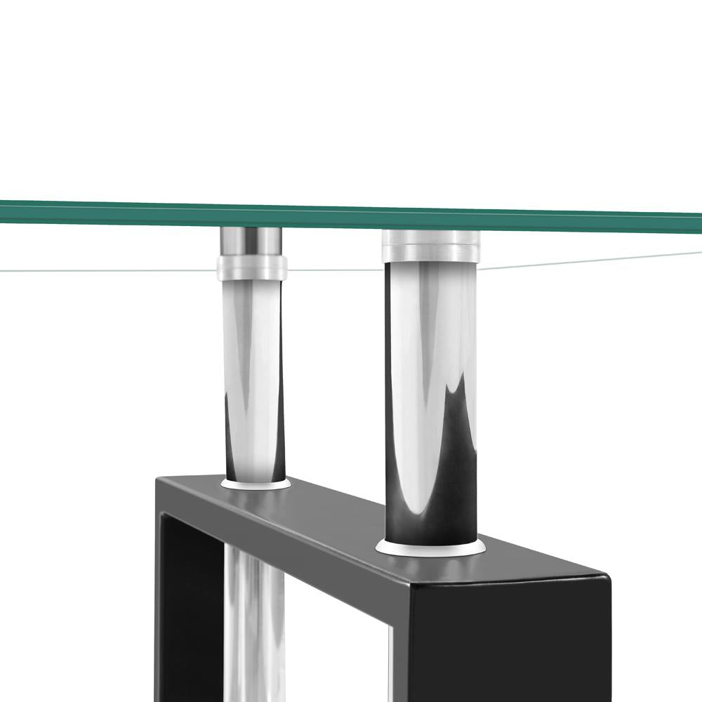 Ubesgoo Glass Double Tiers Coffee Table Rectangular Black