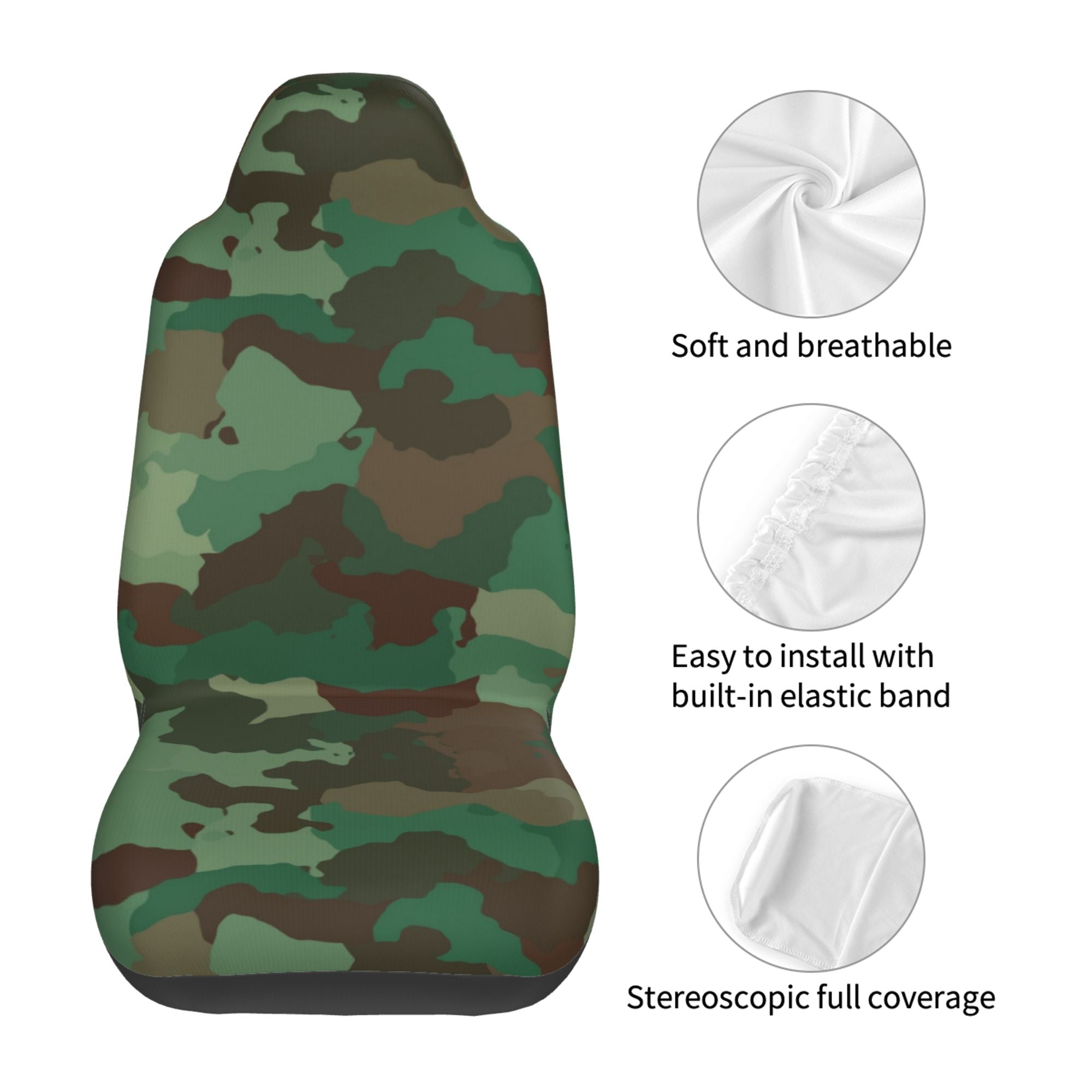 ZICANCN Car Seat Cover Green Camouflage Car Front Seat Covers Protectors ， Automotive Seat Covers for Cars Trucks Suv