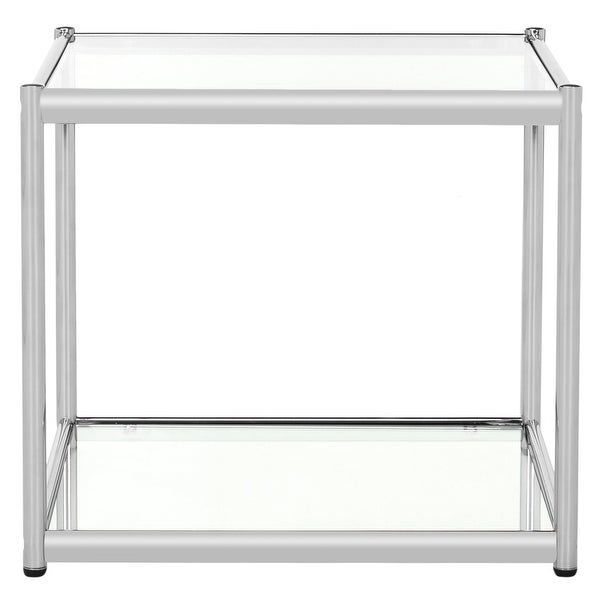 SAFAVIEH Lilias Glass Chrome End Table - 19.7