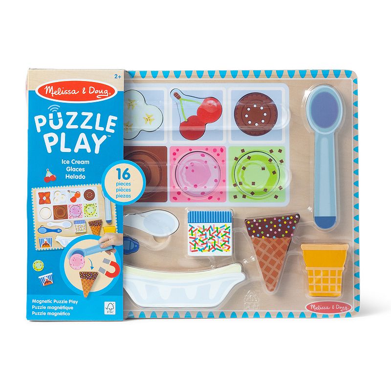 Melissa and Doug Ice Cream Wooden Magnetic Puzzle Play Set