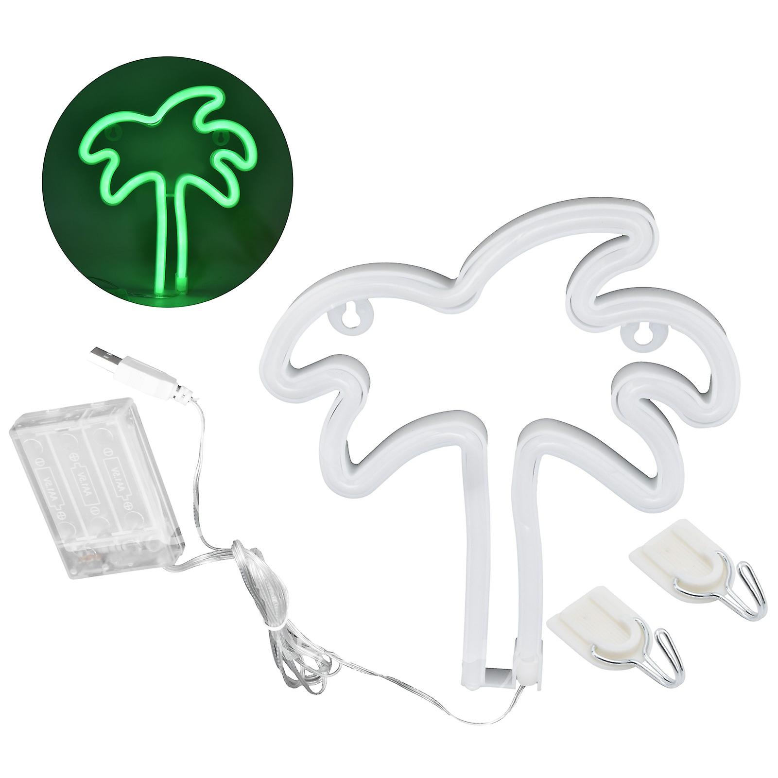 Coconut Tree Shaped Led Neon Light Night Light For Living Room Bedroom Club Bar Usb/battery Powered Green