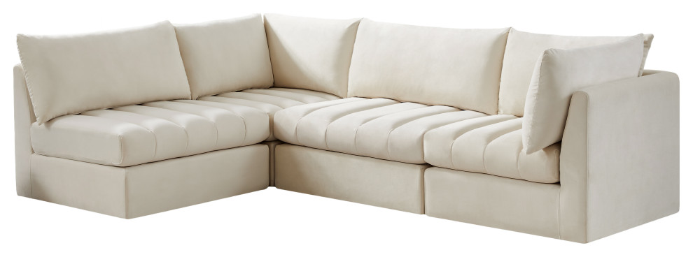 Jacob Velvet Upholstered L Shaped Modular Sectional   Transitional   Sectional Sofas   by Meridian Furniture  Houzz