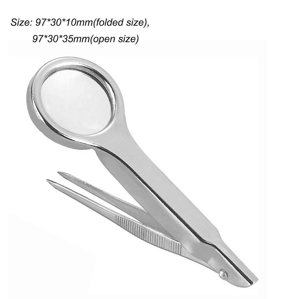 Multifunctional 10x Magnifier Stainless Steel Magnifying Glass With Tweezer