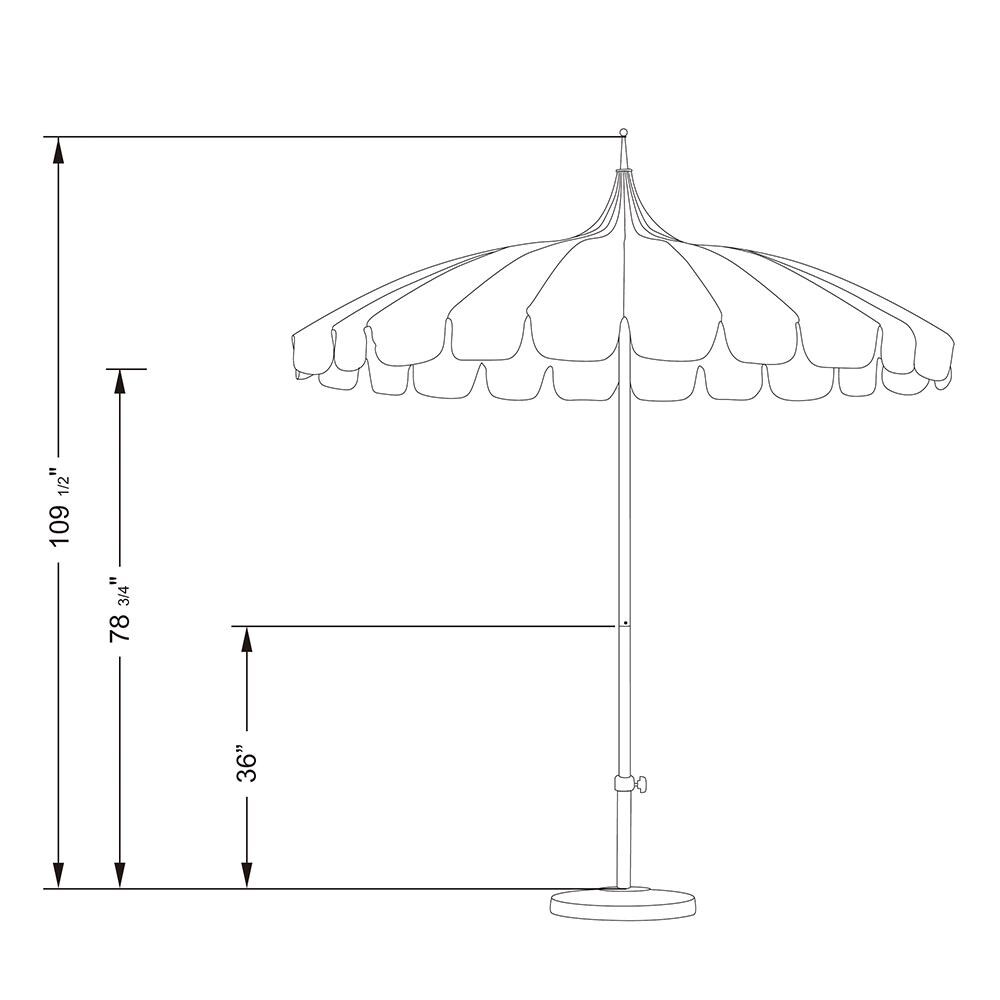 California Umbrella Pagoda Series 8.5 Ft Round Aluminum Pagoda Patio Umbrella W/ Push Lift and Steel Wire Ribs