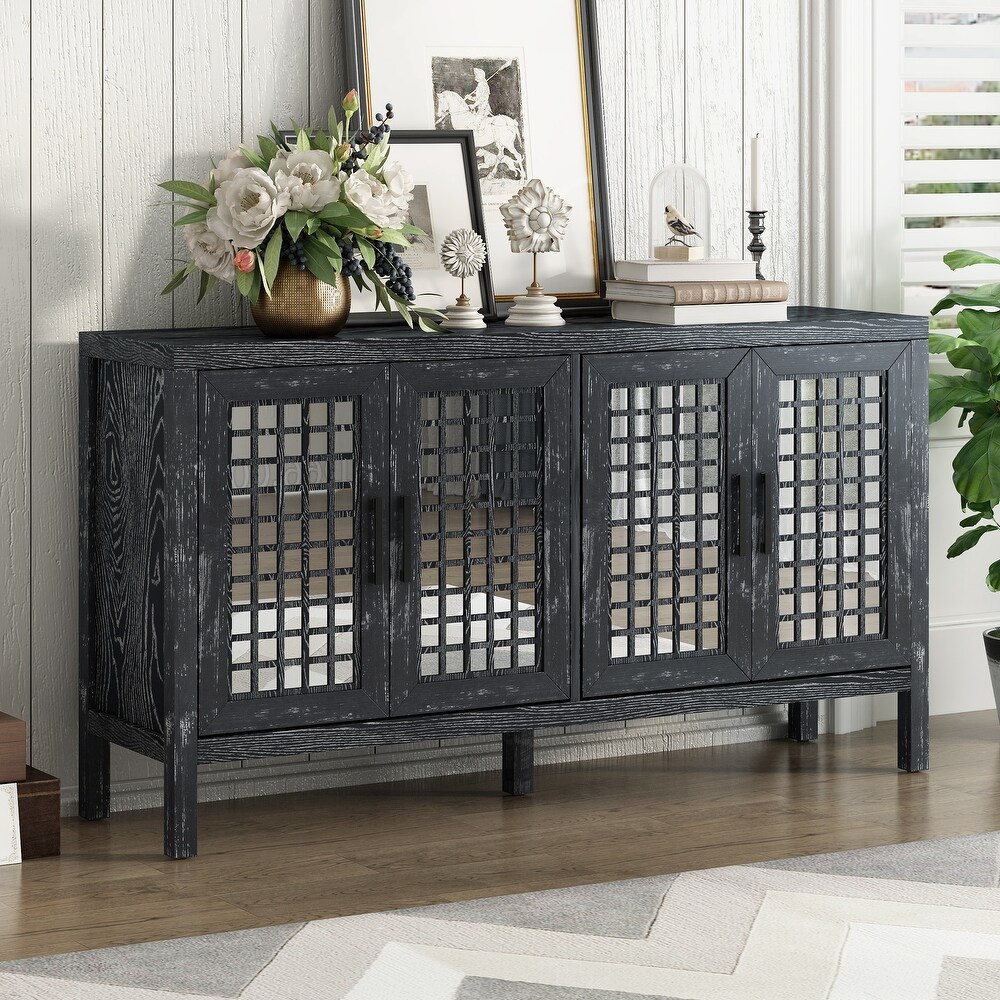 Bedroom Storage Cabinet Console Table with 4 Doors Kitchen Sideboard Buffet Dining Table Living Room Sofa Table