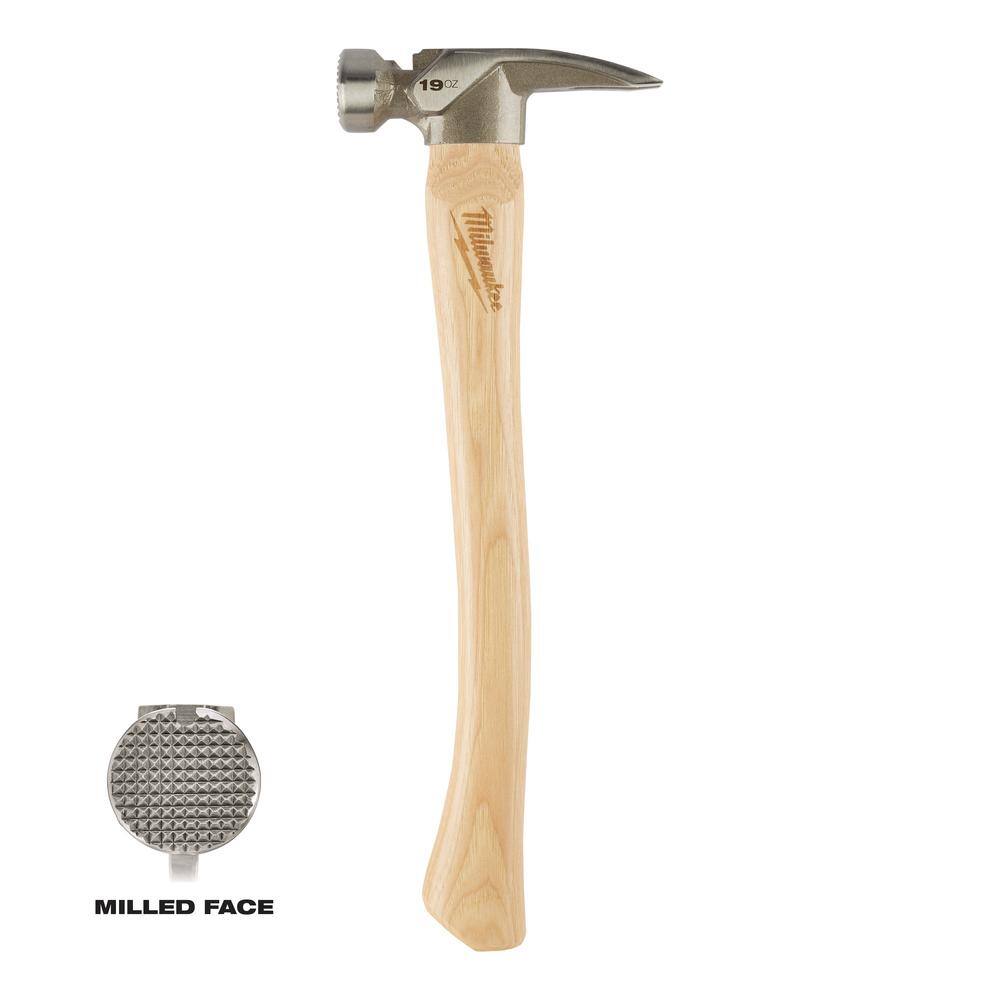 MW 19 oz. Wood Milled Face Hickory Framing Hammer 48-22-9419