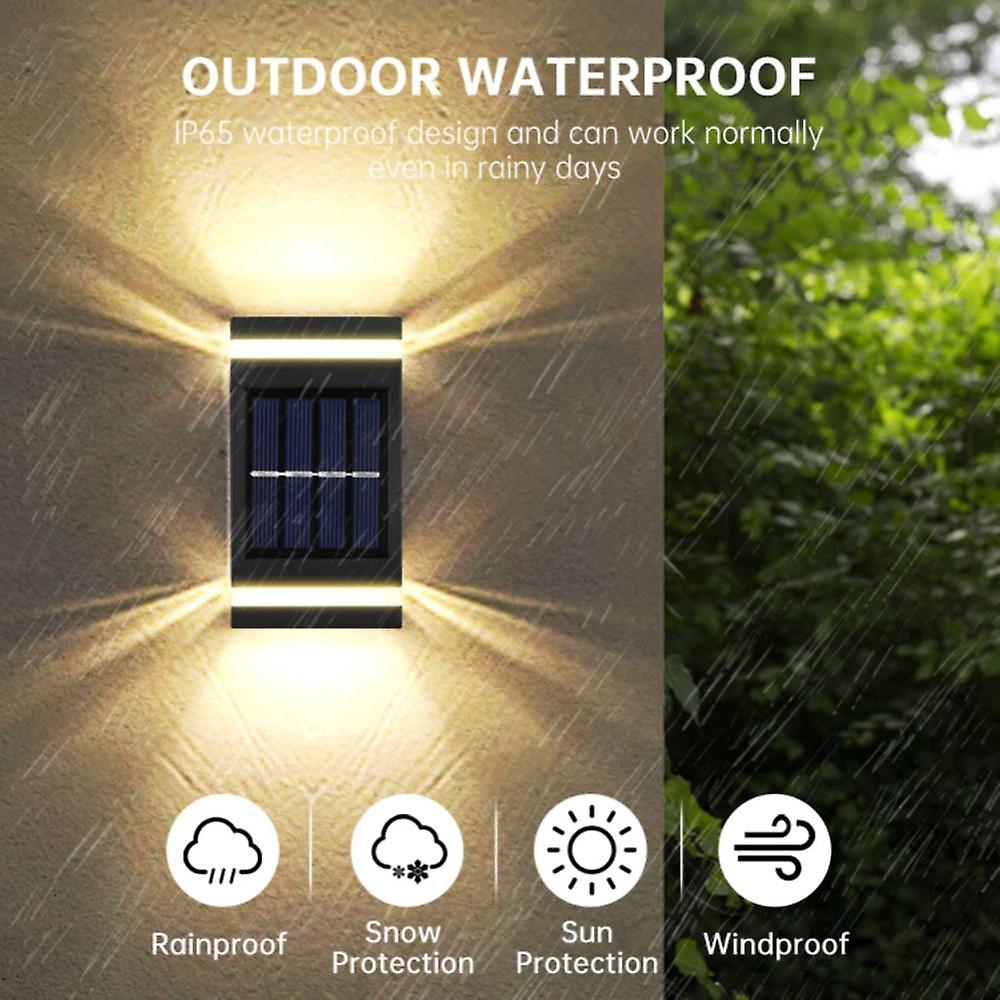 6 Led Solar Wall Lamp Outdoor Waterproof Up And Down Luminous Lighting Garden Decoration Solar