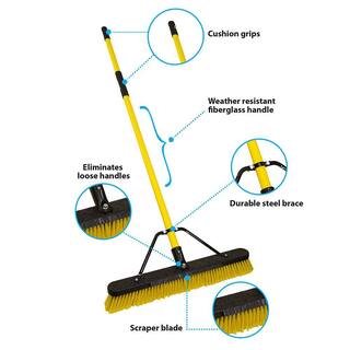 Quickie Jobsite 24 in. Multi-Surface Fiberglass Push Broom 857FGJSHDSU