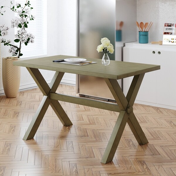 Wood X-shape Legs Kitchen Dining Table for Small Places