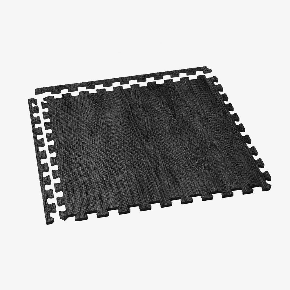 Forest Floor Raven's Wing Black Printed Wood Grain 24 in. x 24 in. x 38 in. Interlocking EVA Foam Flooring Mat (24 sq. ft.pack) FFH24RWBK1-10M