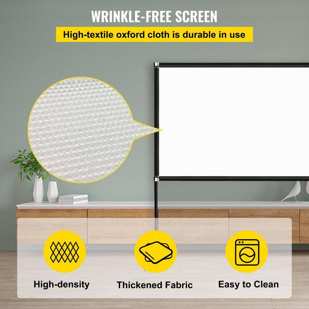 VEVOR 135 in. Movie Screen with Stand Portable Projector Screen 16:9 4K HD Easy Assembly Movie Screen for IndoorOutdoor Use DSTPMYC135DXK2VBGV0