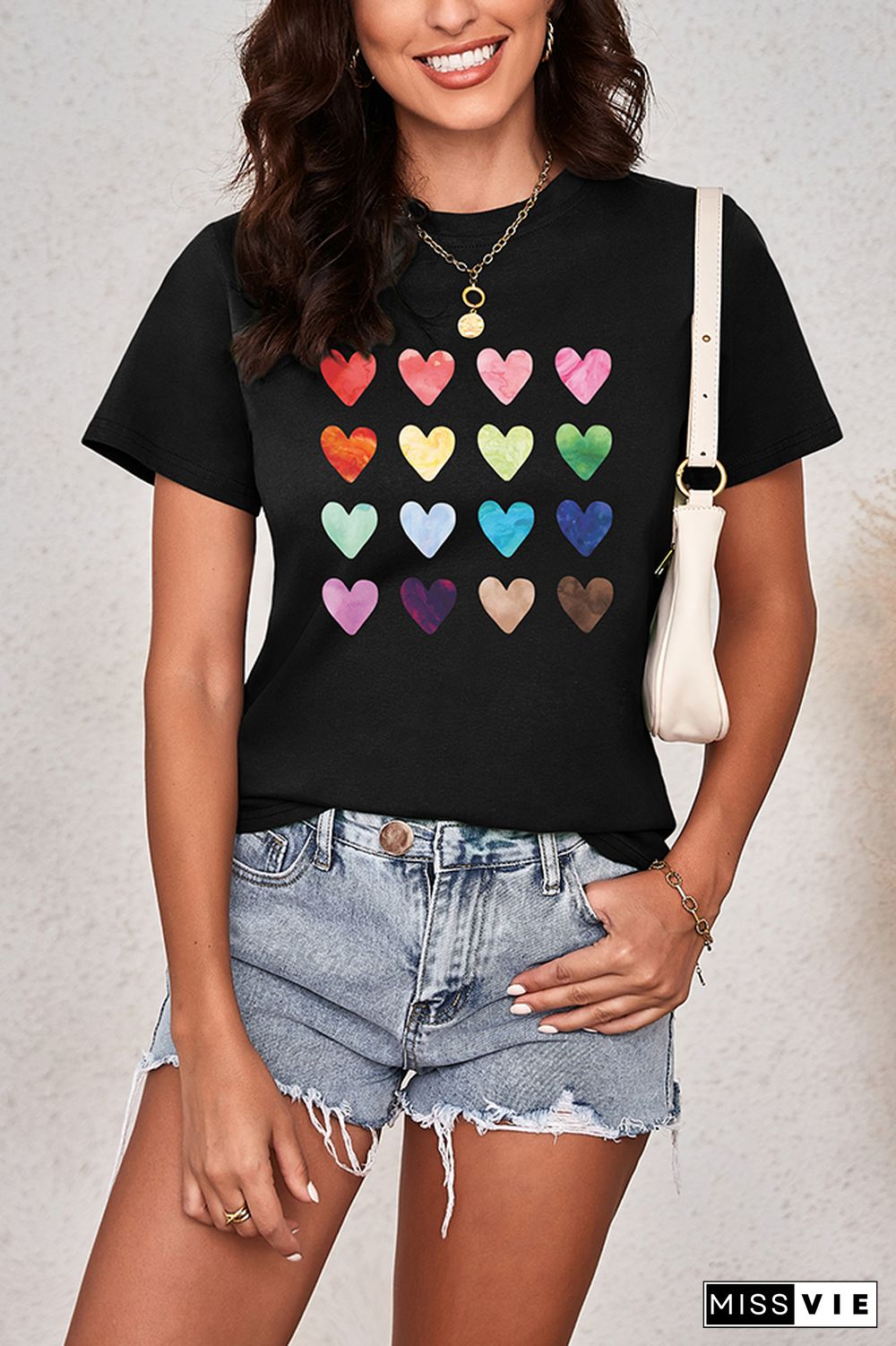 Watercolor Heart Tee, Heart Graphic Shirt Wholesale