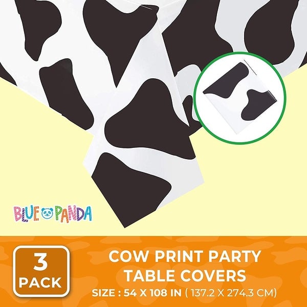 3 Rectangle Plastic Tablecloths， Cow Farm House Animal Birthday Party 54