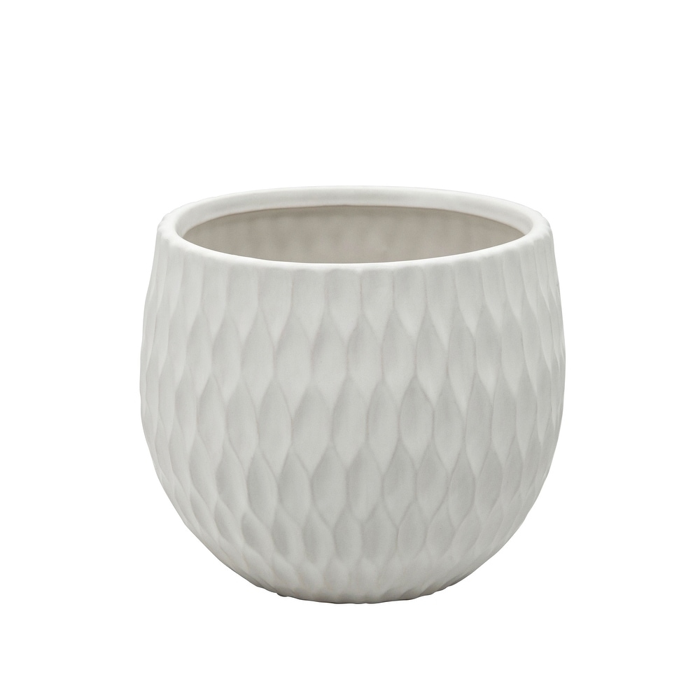 Ec  Set of 3 Ceramic Planters  Matte White 8\