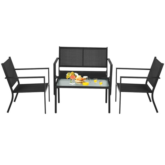 Costway 50381426 4 PCS Patio Furniture Set Sofa Co...