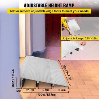 VEVOR 34 in. W x 17.2 in. D Door Threshold Ramp Aluminum Threshold Ramp for Doorways Adjustable Threshold Ramp for Wheelchair WFSLYPDYCGLZ33V6ZV0