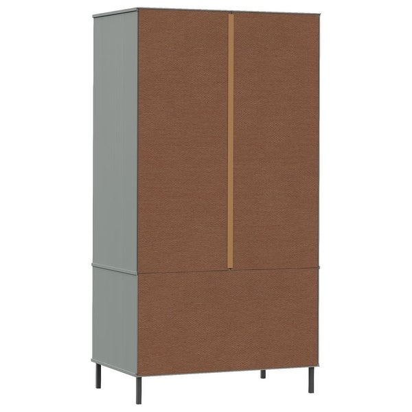 vidaXL Solid Wood Pine Wardrobe with Metal Legs OSLO Armoire Multi Colors - 35.4