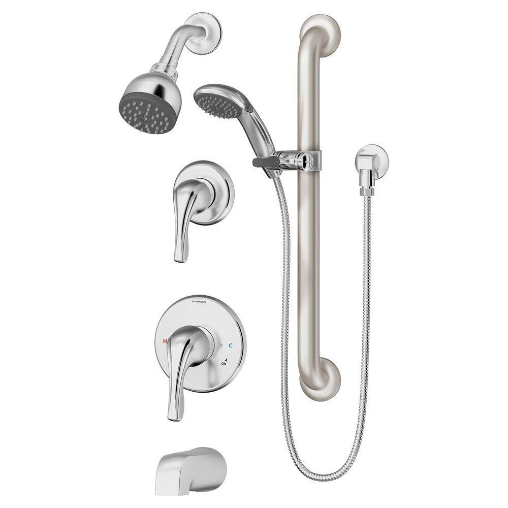 Symmons Origins Temptrol 1-Spray Dual Showerhead and Handheld Showerhead with Pressure Balancing Valve in Polished Chrome 9606-PLR