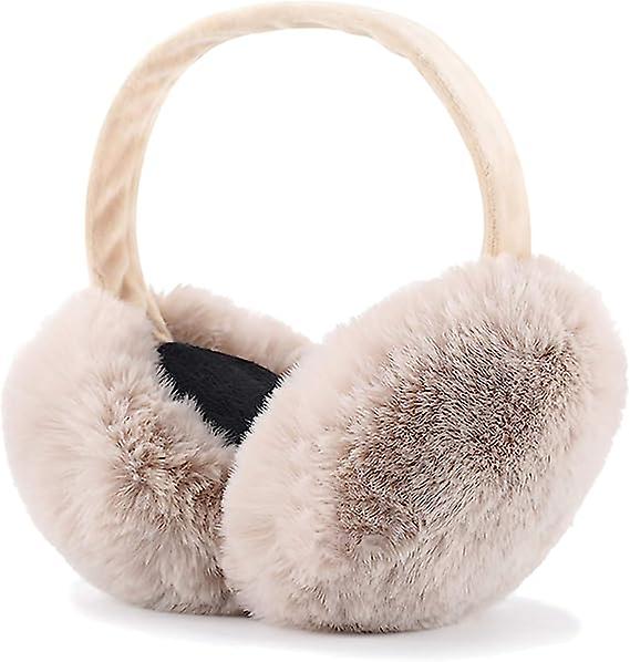 Winter Ear Muffs Faux Fur Warm Earmuffs Cute Foldable Outdoor Ear Warmers For Women Girlsbeige