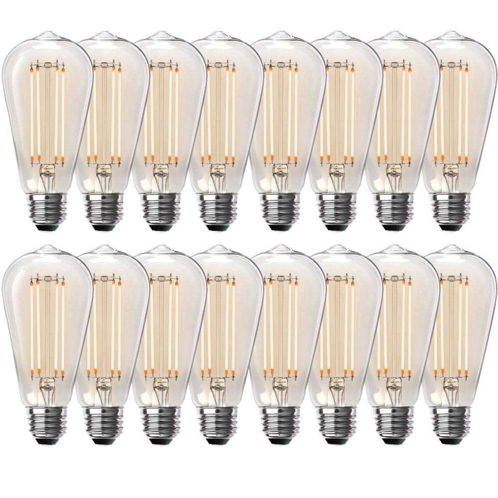 Feit Electric 100-Watt Equivalent ST19 Dimmable Straight Filament Clear Glass Vintage Edison LED Light Bulb Warm White (16-Pack) ST19100CLLED44