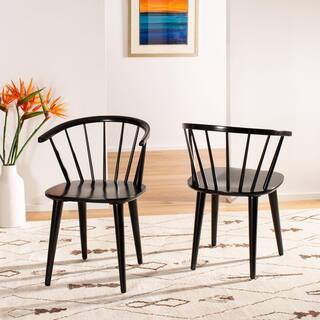 SAFAVIEH Blanchard Black Wood Dining Chair (Set of 2) AMH8512A-SET2