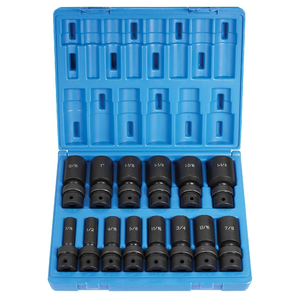 1/2 Drive 14 Pc. Deep Length Fractional Universal Set ;