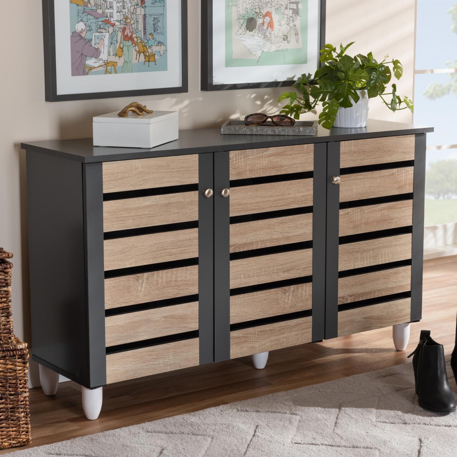 Baxton Studio Gisela 3 Door Shoe Storage Cabinet