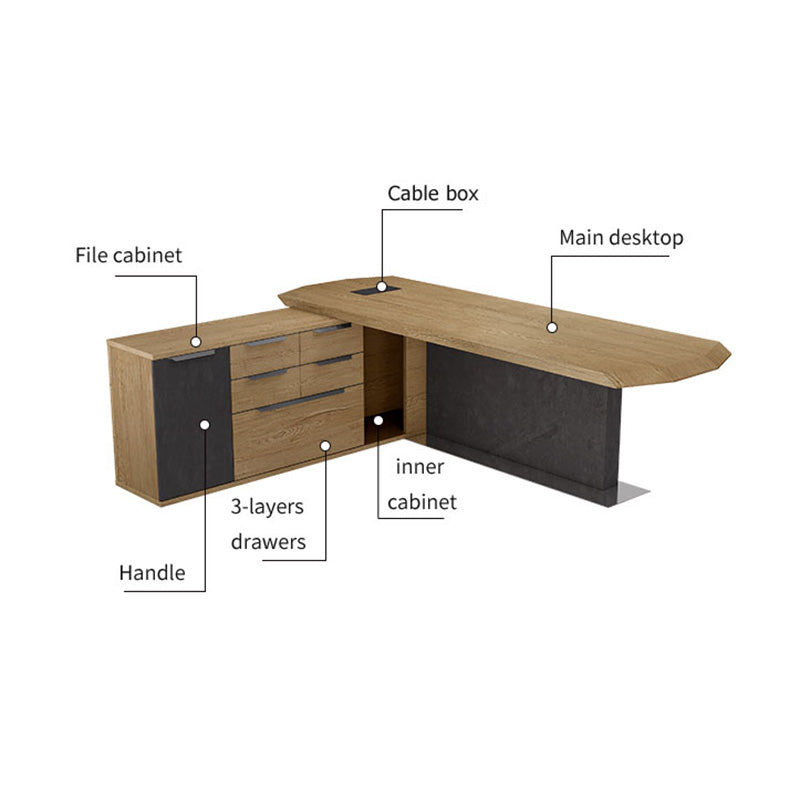 MAGNUS Executive Office Desk with Left Return 2.4M - Tobacco