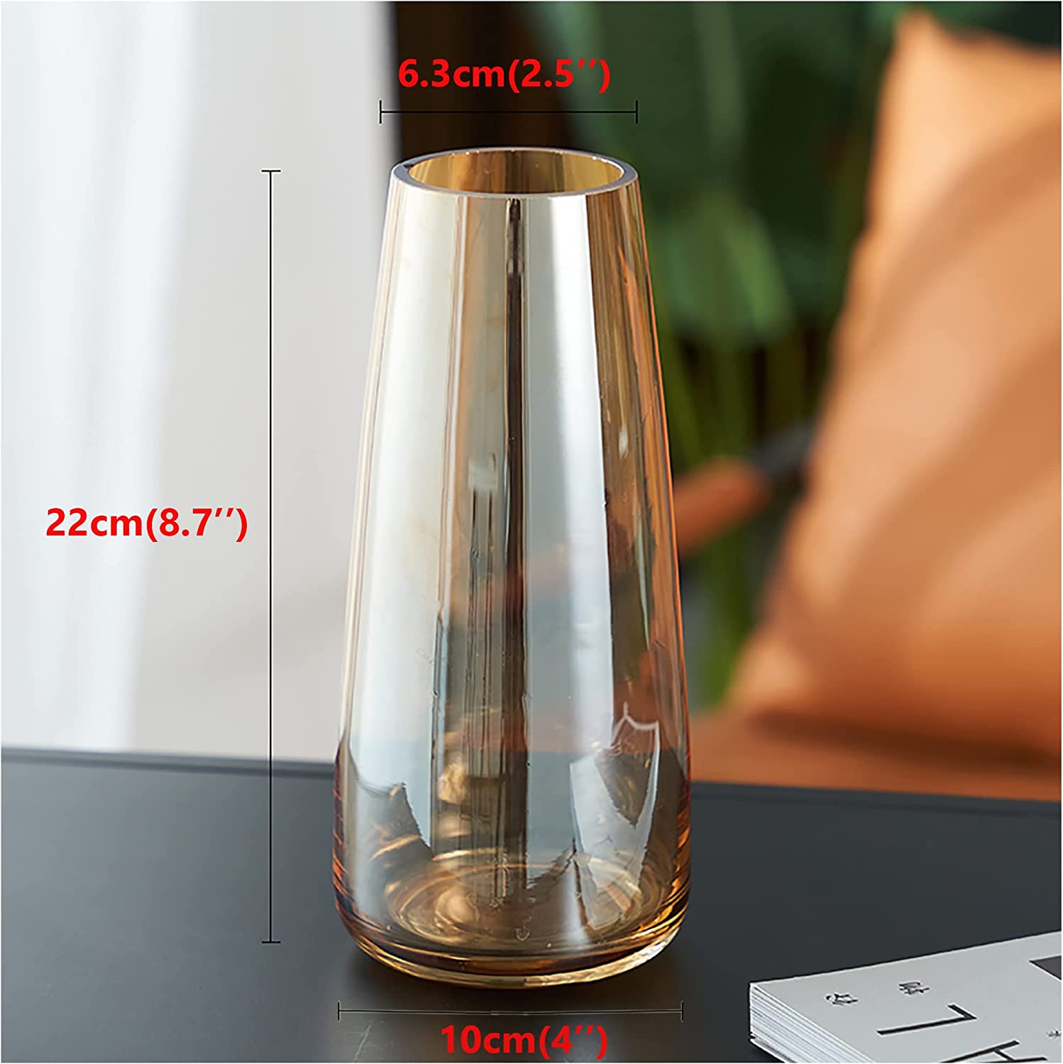 Ins Modern Glass Vase Irised Crystal Clear Glass Vase for Home Office Decor (Crystal Grey)