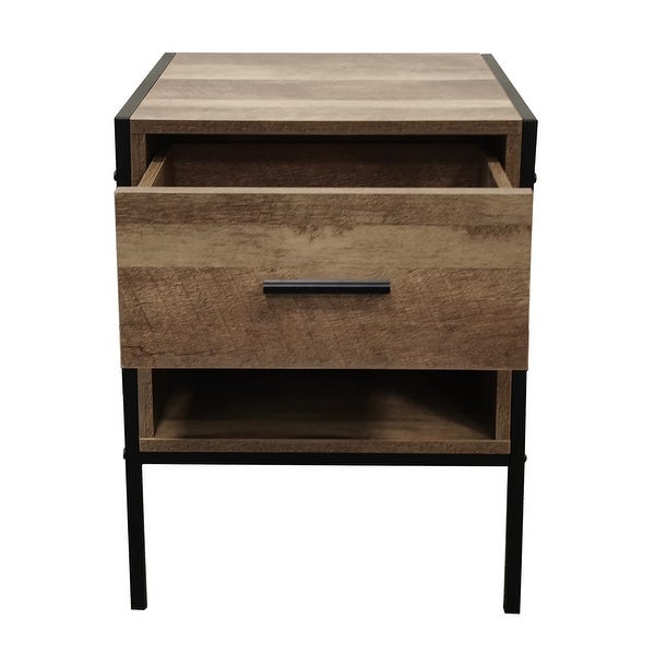 Savannah Industrial Single Drawer with Open Shelf End Table