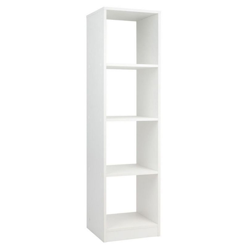 Hivago 5 Tiers 4-Cube Narrow Bookshelf with 4 Anti-Tipping Kits-White