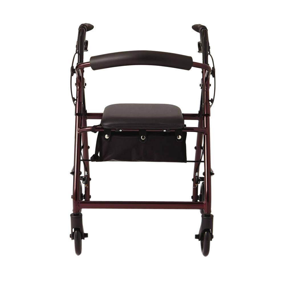 Medline Aluminum Lightweight Folding 4-Wheel Rollator in Burgundy MDS86850E