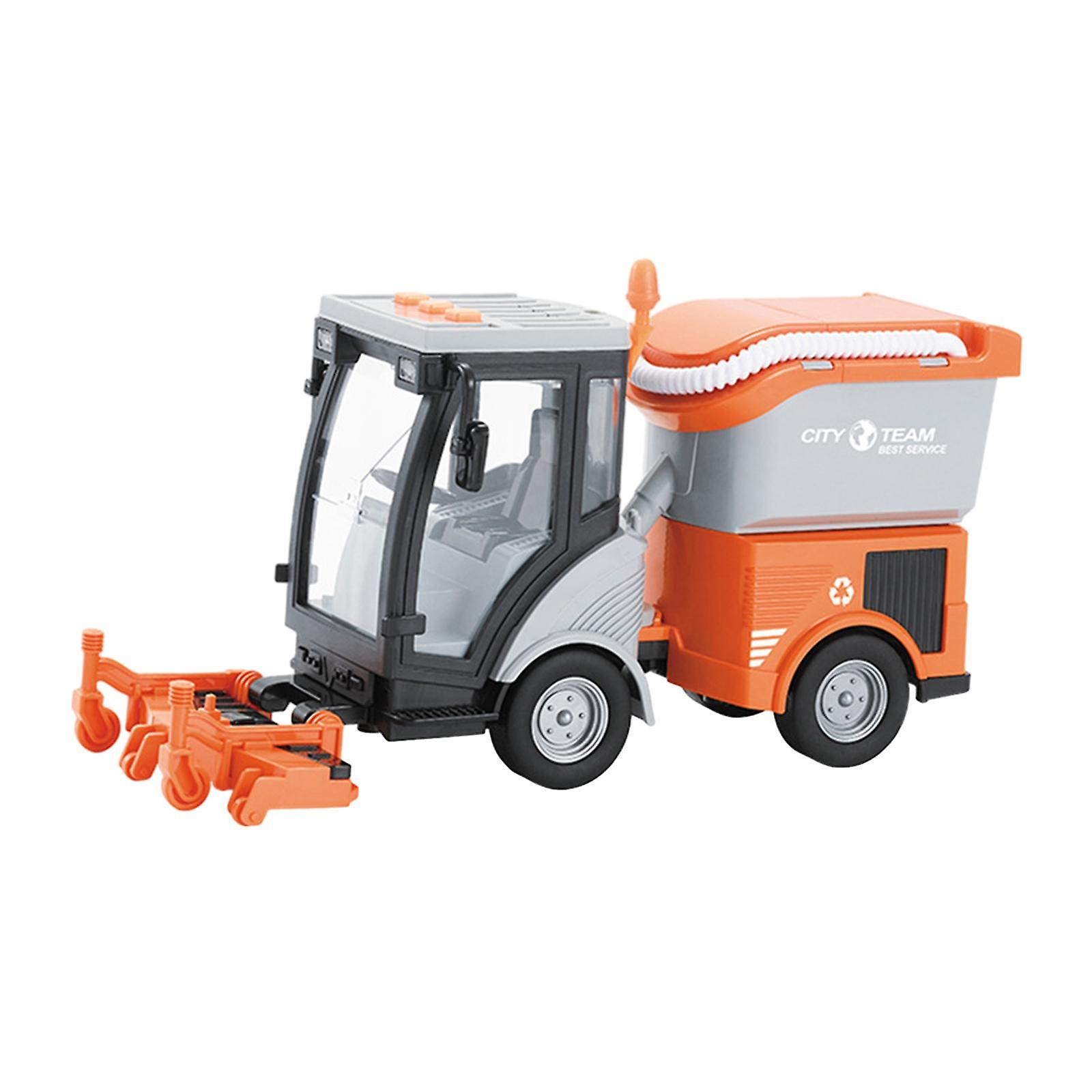 Heavy Duty Cleaning Vehicle Kids 1/16 Street Sweeper Truck Birthday Gift Orange