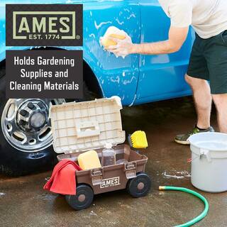 Ames 5-Piece Digging Transferring and Cultivating Garden Tool Set with Rolling Cart 10000-03450