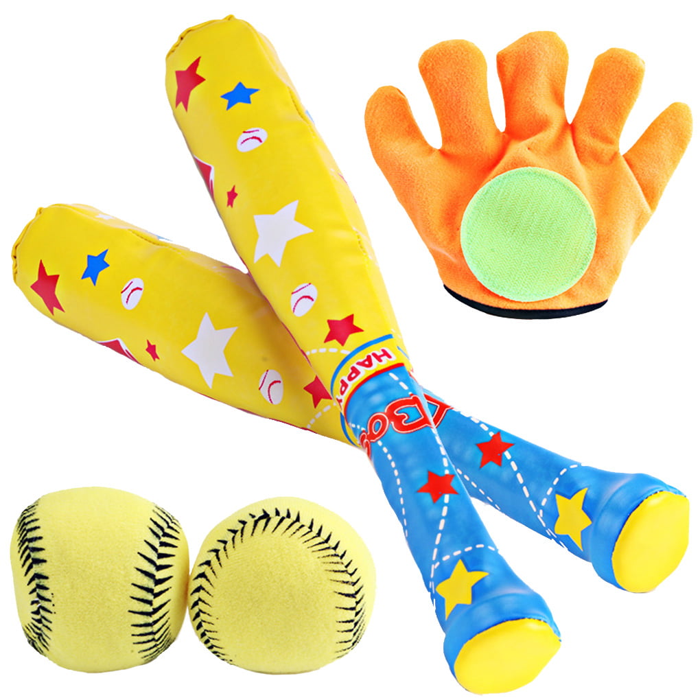 4pcs/set Baby Baseball Toys Set Soft Baseball Sport Toys Children Bat Gloves Ball Kit Kids School Game Playing Gift