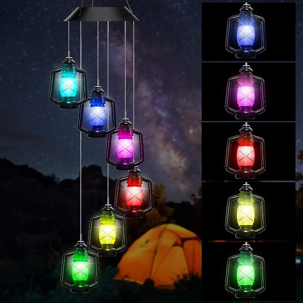 Color-changing Solar Powered Lanterns Wind Chime Wind Moblie Led Light， Gzero Spiral Spinner Windchime Portable Outdoor Chime For Patio， Deck， Yard， G