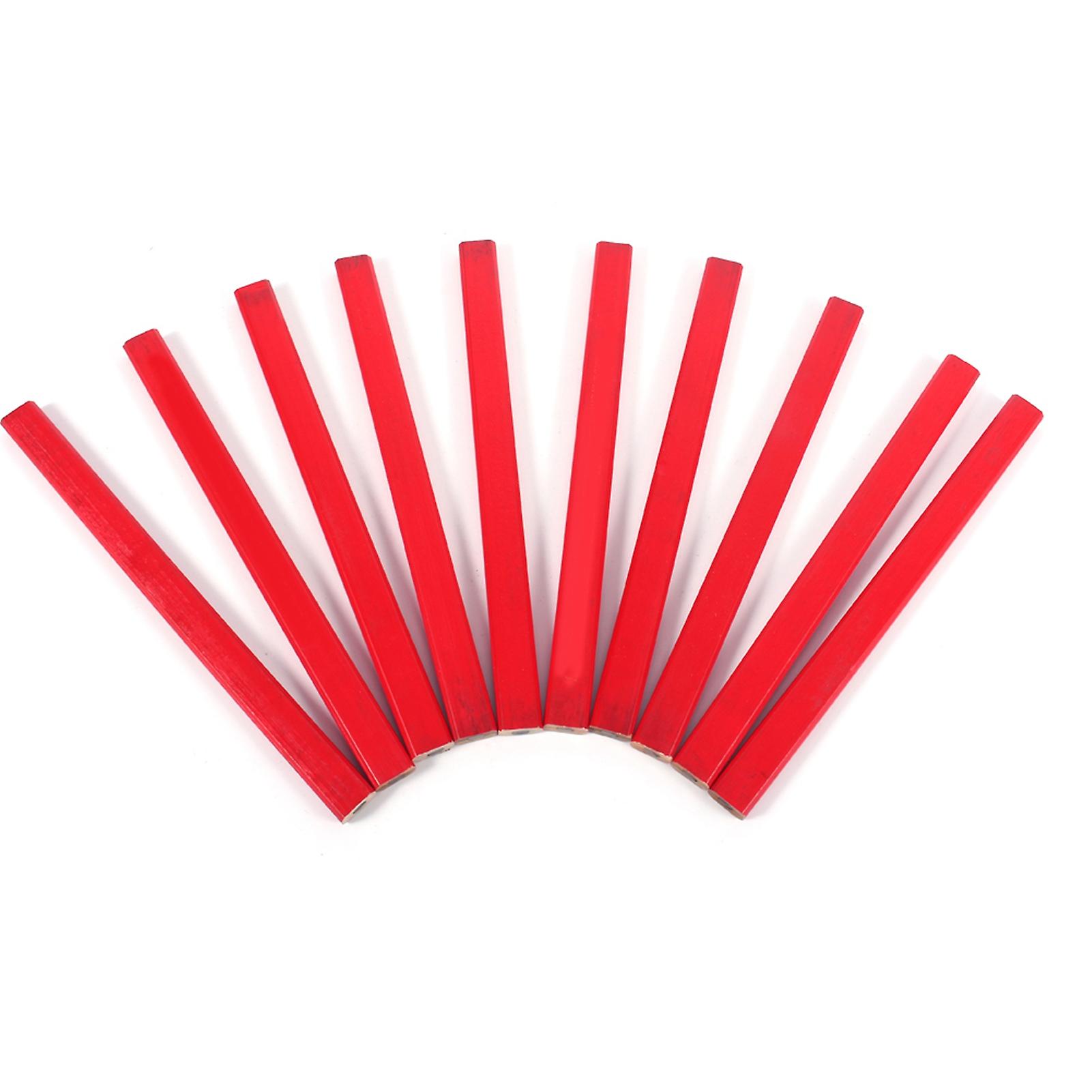 10pcs/pack 175mm Octagonal Hard Red Carpenter Pencil For Builder Woodwork