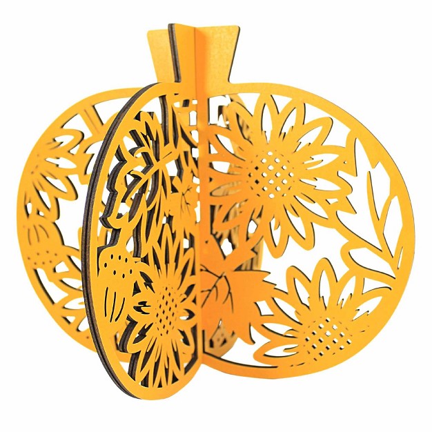 Ganz Laser Cut Pumpkins Set 3 Set Of Three Laser Cut Pumpkins 8 0 Inches Leaves Sunflowers Gourd Acorn Er70576 Wood Multicolored